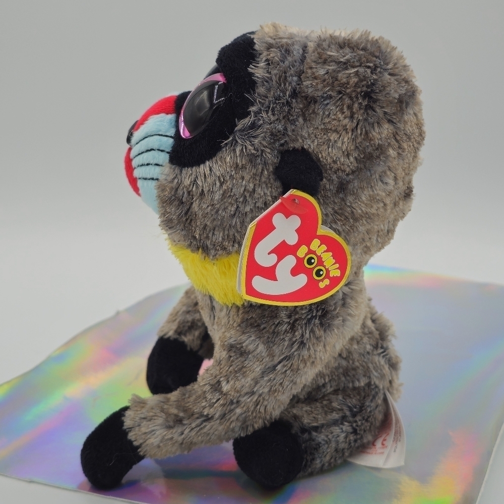 Ty Tysilk Beanie Boos WASABI Baboon Plush Monkey Stuffed Glitter Eyes - Picture 3 of 9